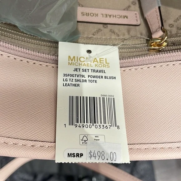 MICHAEL KORS
Jet Set Travel Lg Top Zip Shoulder Tote Saffiano Leather
Pwdr Blush - Picture 10 of 16